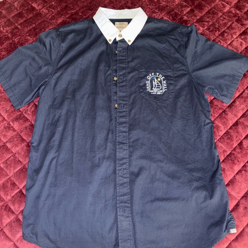 Vans Navy Blue Casual Button Down Shirt